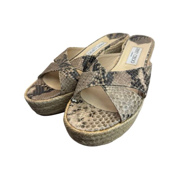 JIMMY CHOO Dovina Snake Embossed Espadrille Platform Wedge Women's Size 40 - Picture 5 of 16